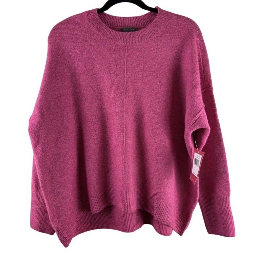 Vince Camuto Pink Paradox Center Seam Oversized Crewneck Sweater Barbiecore L